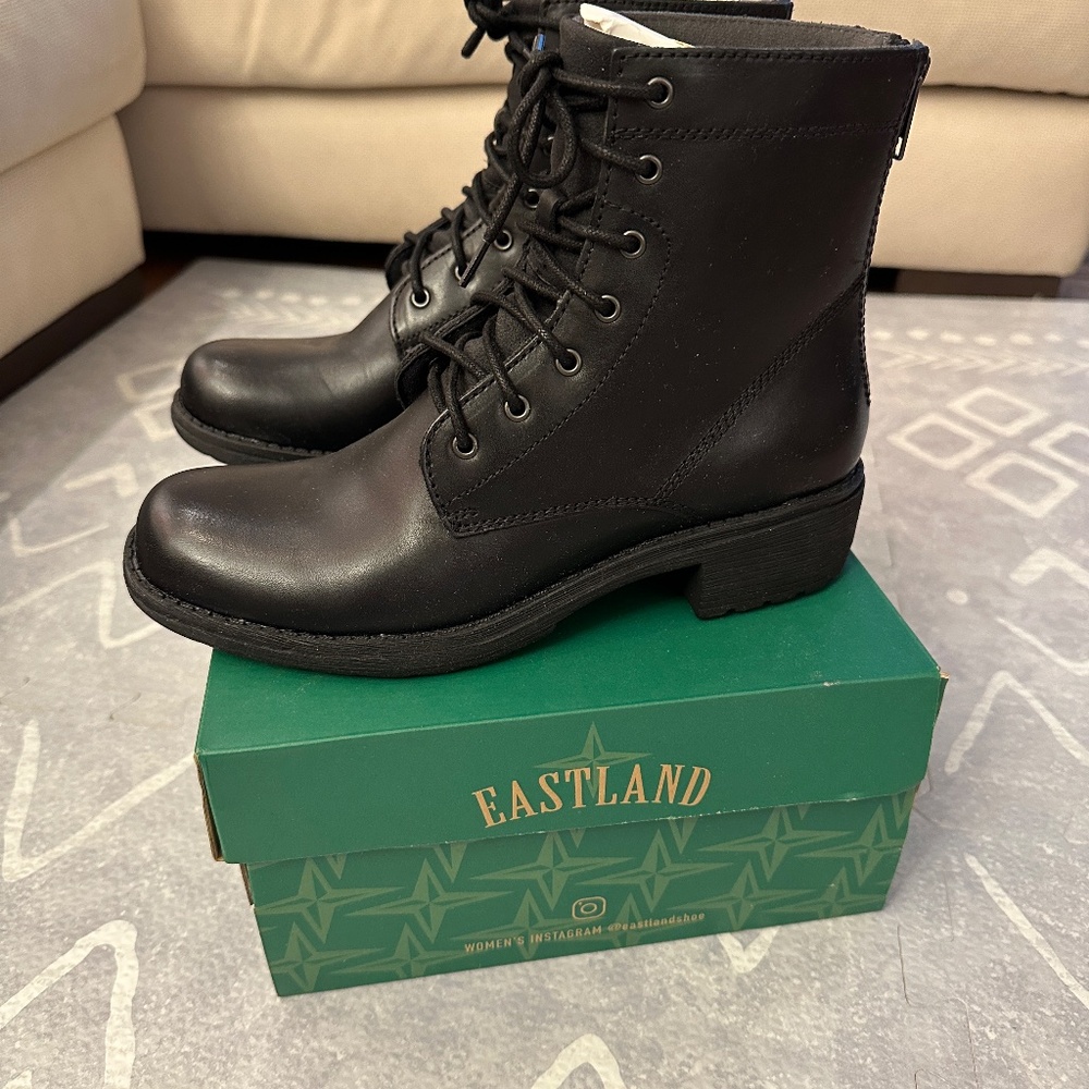 Brand New Eastland Blair Women's Leather Lug Boots. Size 7M with original box.